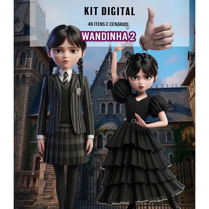 Kit Digital Wandinha Arquivos em Png 1