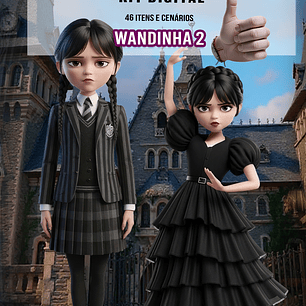 Kit Digital Wandinha Arquivos em Png