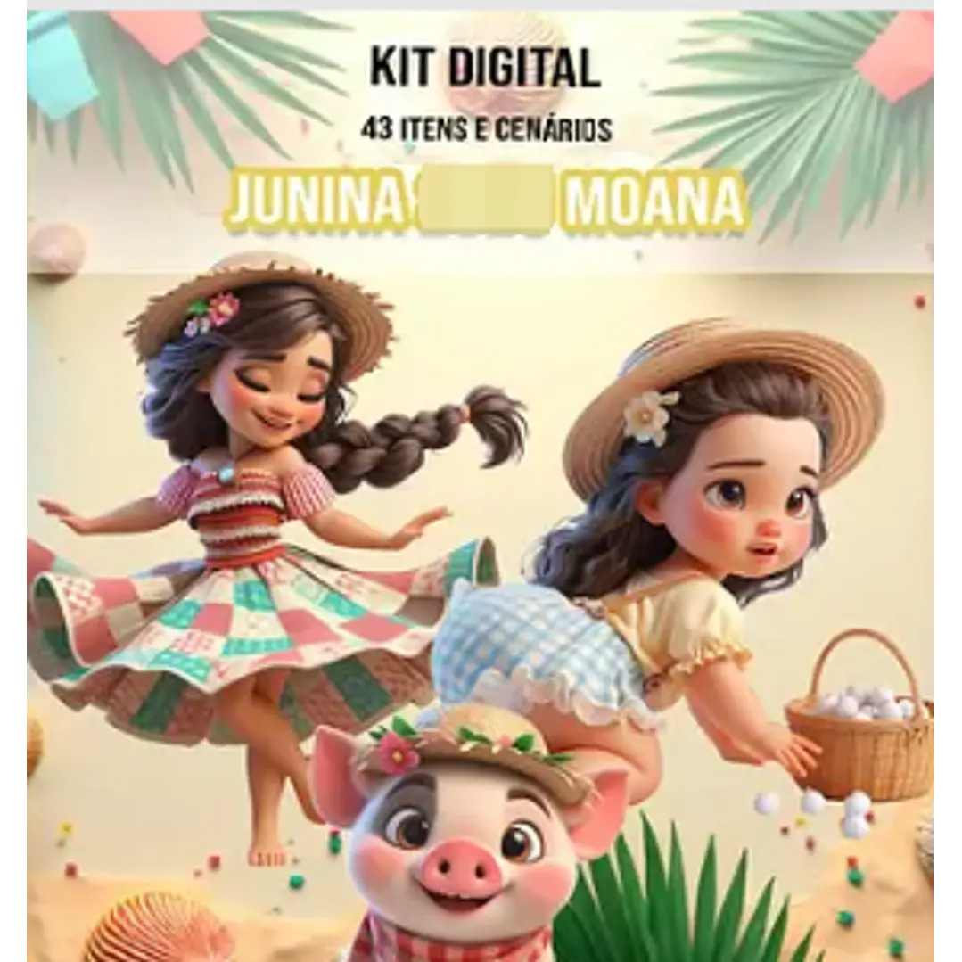 Kit Digital Moana Festa Junina Arquivos em Png 1