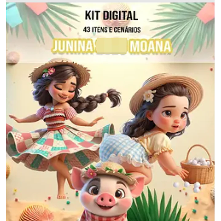 Kit Digital Moana Festa Junina Arquivos em Png 1