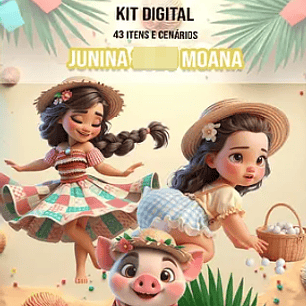 Kit Digital Moana Festa Junina Arquivos em Png
