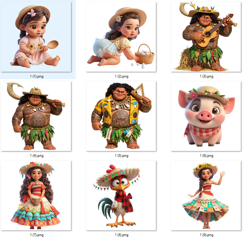 Kit Digital Moana Festa Junina Arquivos em Png 3