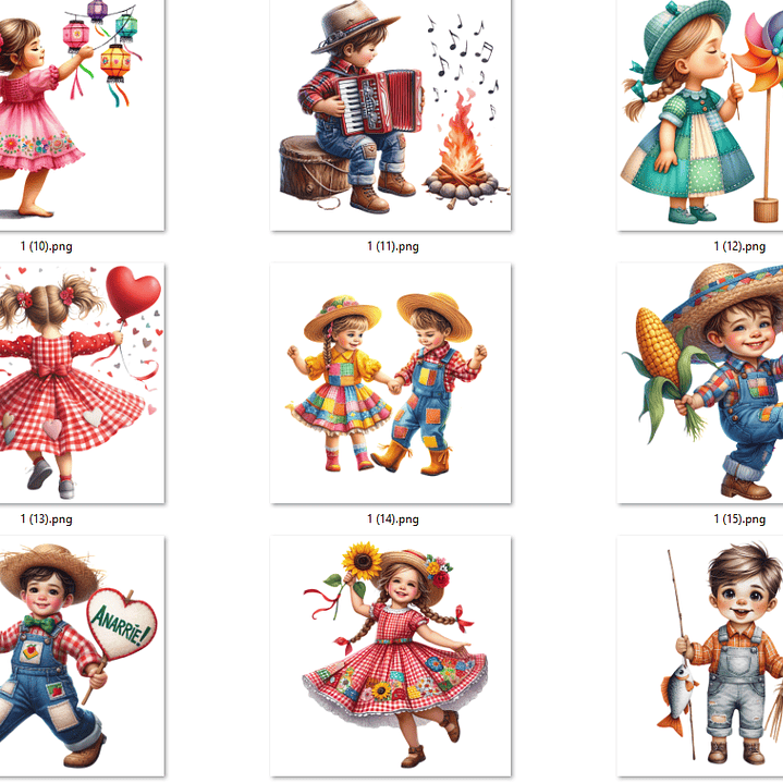 Kit Digital Festa Junina Vintage Arquivos em Png 3