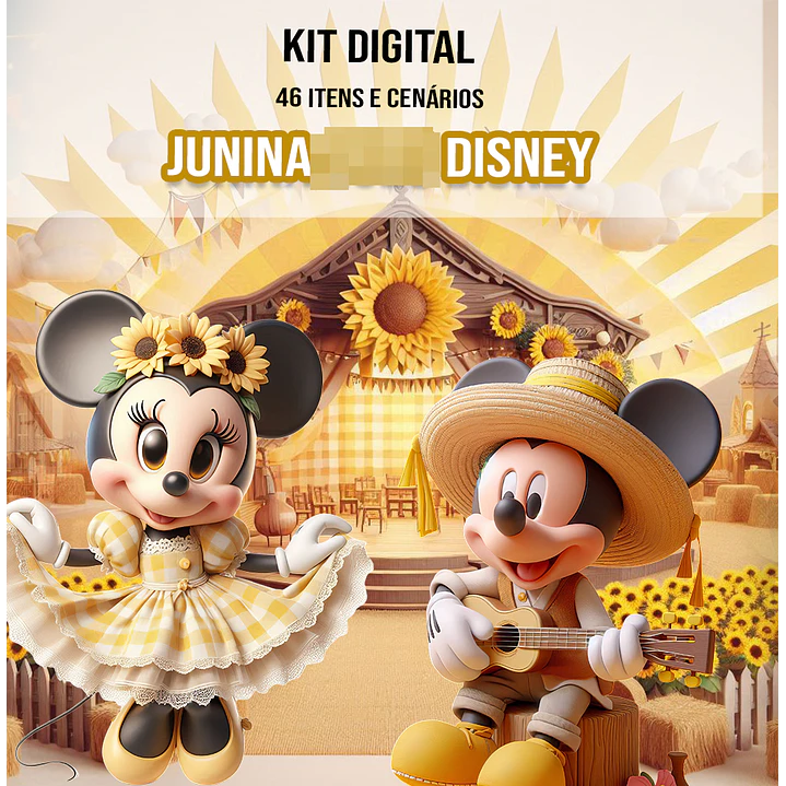 Kit Digital Festa Junina Disney Arquivos em Png 1