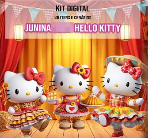 Kit Digital Festa Junina Hello Kitty Arquivos em Png