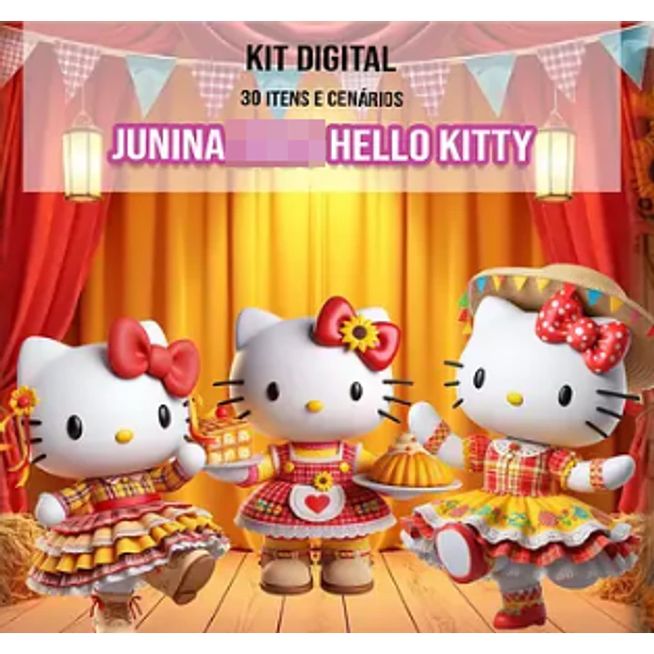 Kit Digital Festa Junina Hello Kitty Arquivos em Png 1