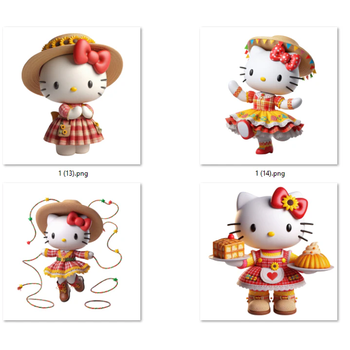 Kit Digital Festa Junina Hello Kitty Arquivos em Png 3