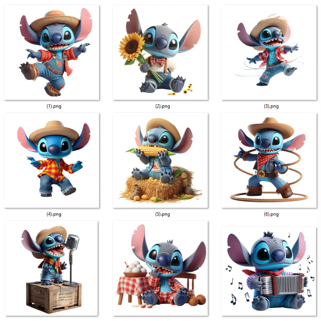 Kit Digital Festa Junina Stitch Arquivos em Png 2