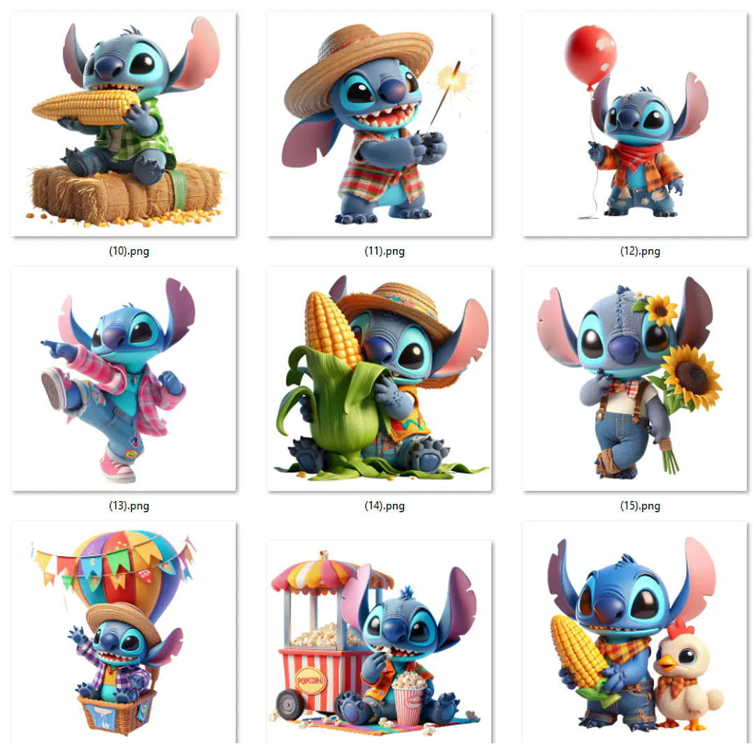 Kit Digital Festa Junina Stitch Arquivos em Png 3