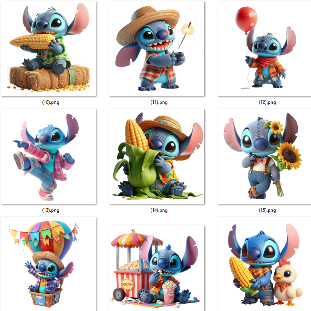 Kit Digital Festa Junina Stitch Arquivos em Png 3