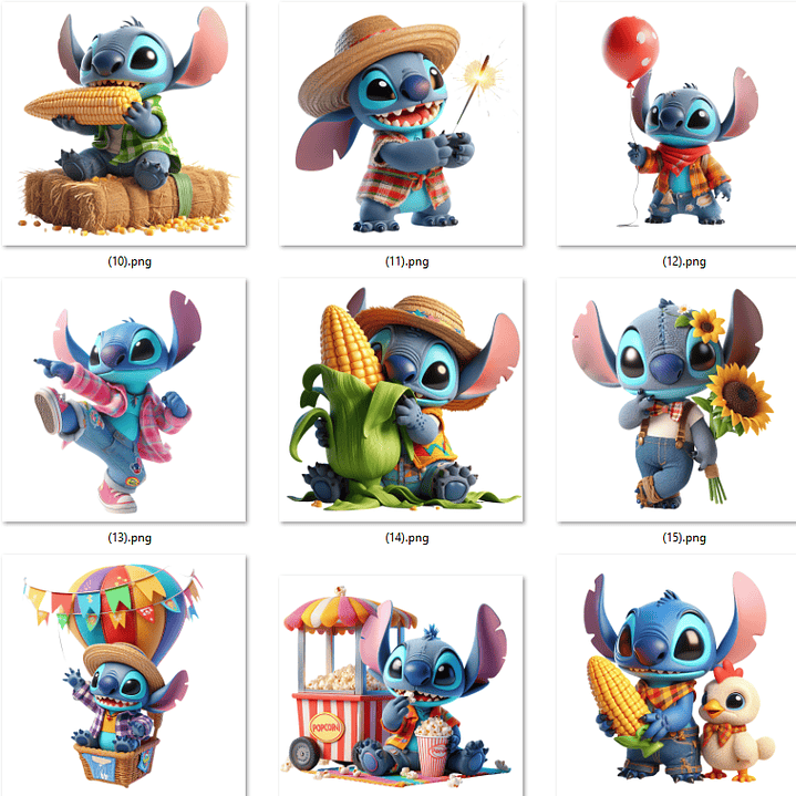 Kit Digital Festa Junina Stitch Arquivos em Png 3