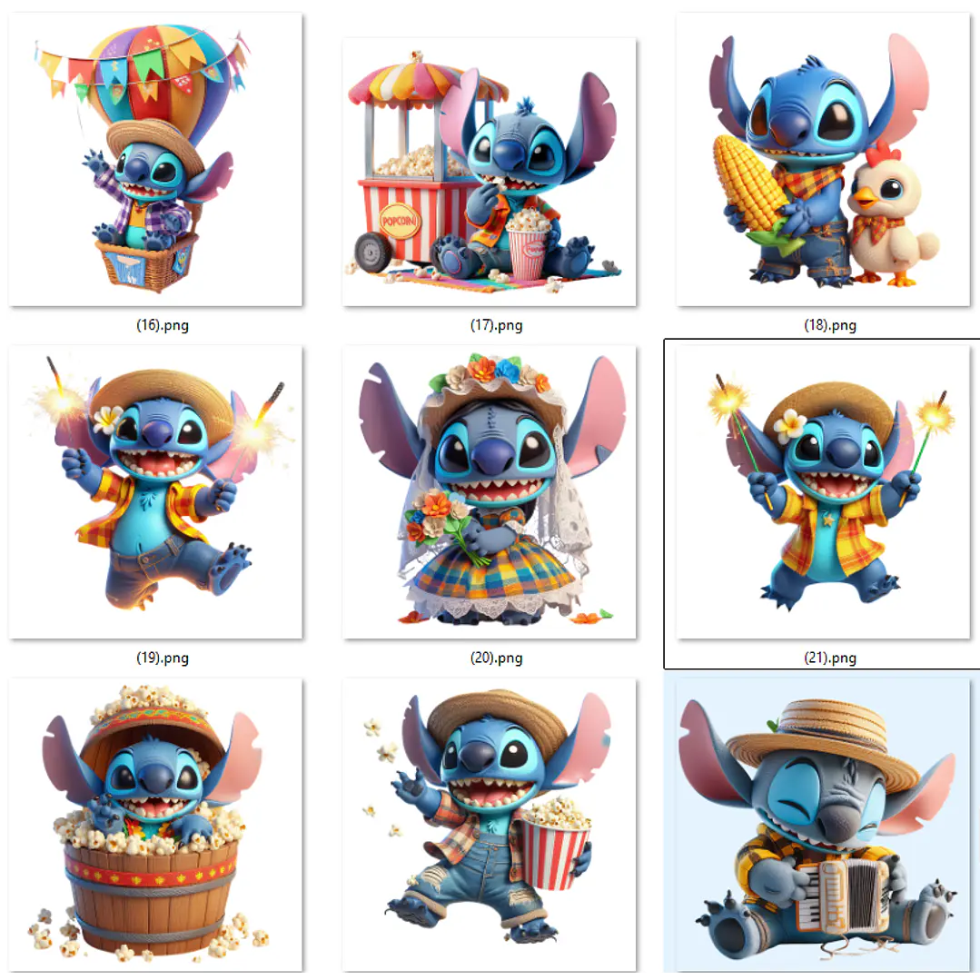 Kit Digital Festa Junina Stitch Arquivos em Png 4
