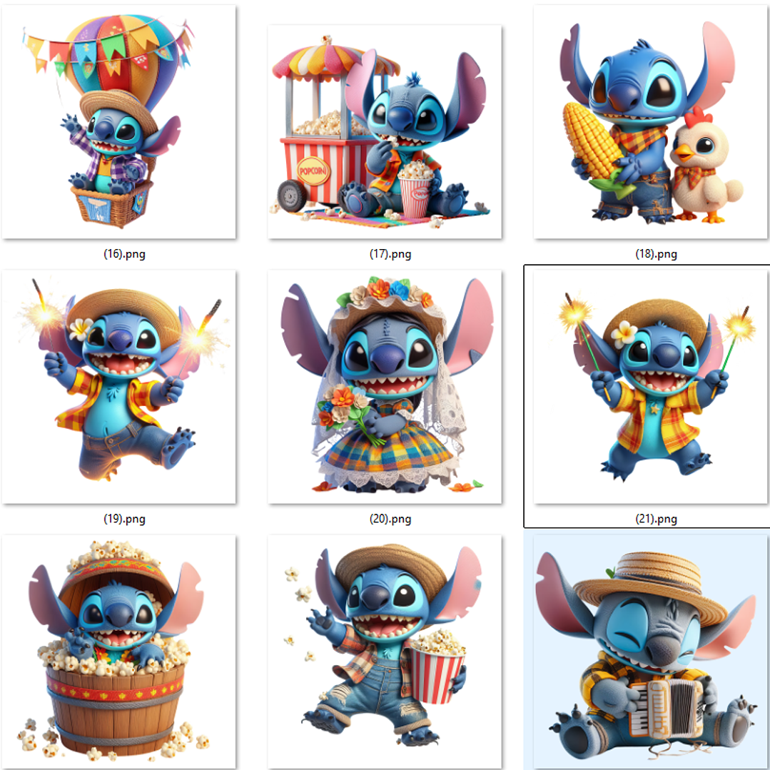 Kit Digital Festa Junina Stitch Arquivos em Png 4