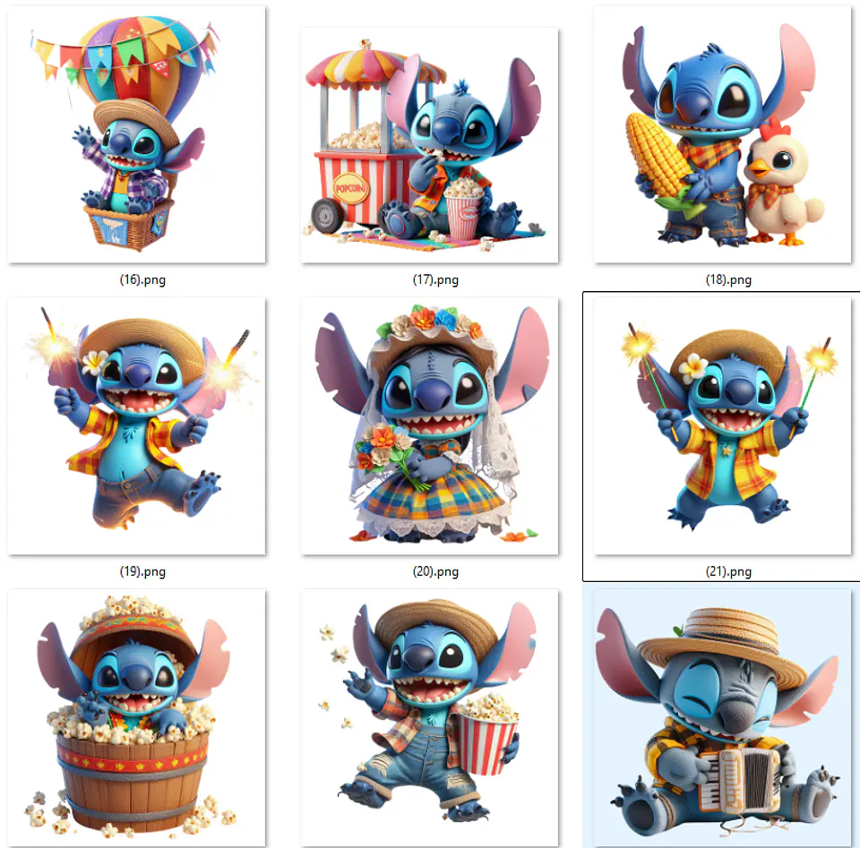 Kit Digital Festa Junina Stitch Arquivos em Png 4