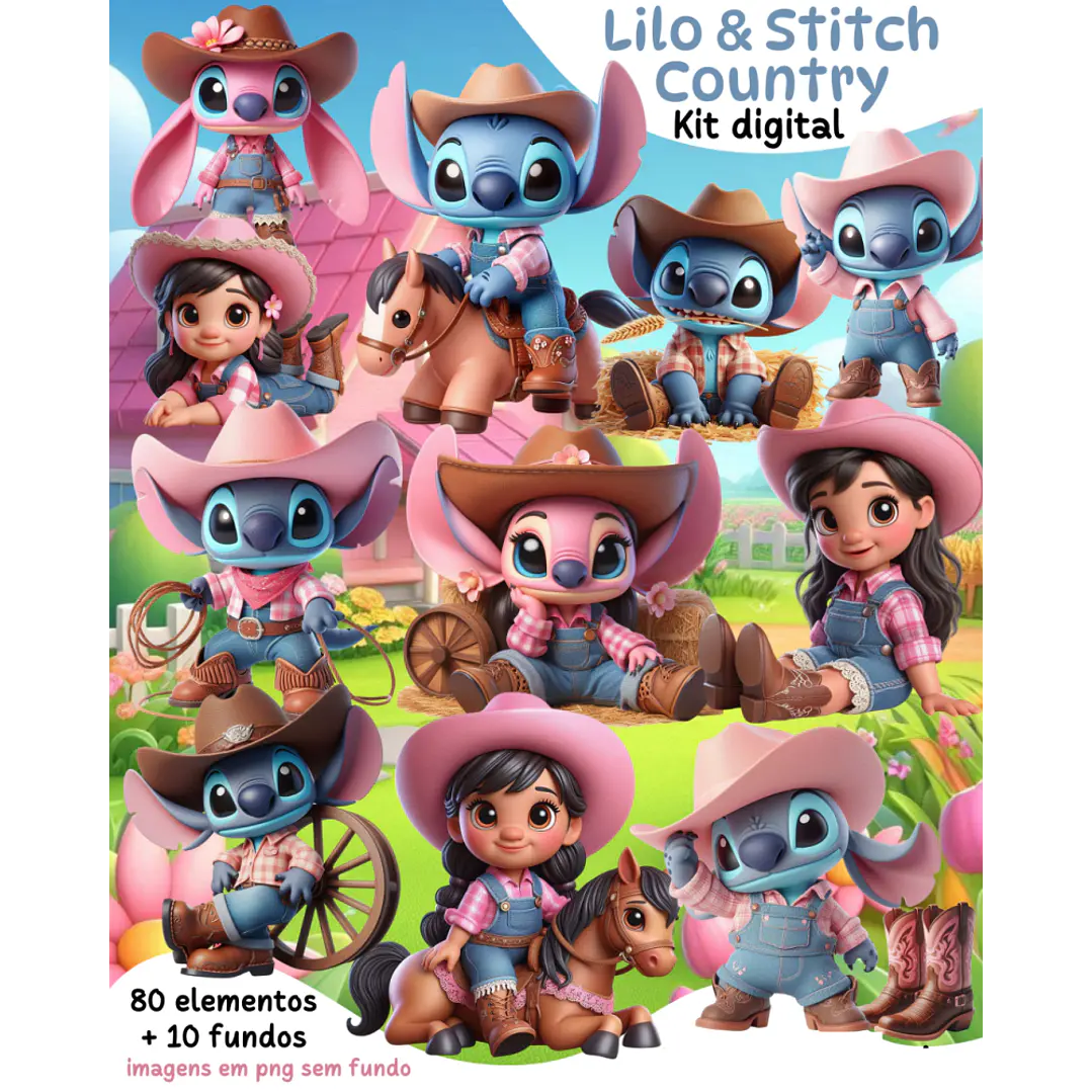 Kit Digital Lilo e Stitch Country Arquivos em Png 1