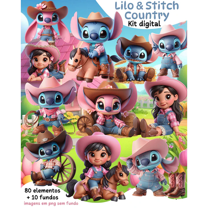 Kit Digital Lilo e Stitch Country Arquivos em Png 1