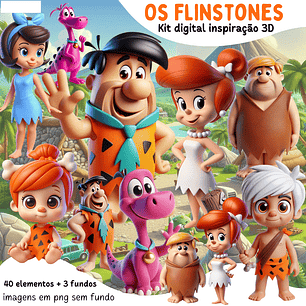 Kit Digital Flinstones 3D Arquivos em Png