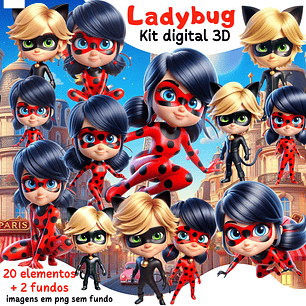 Kit Digital Ladybug 3D Arquivos em Png