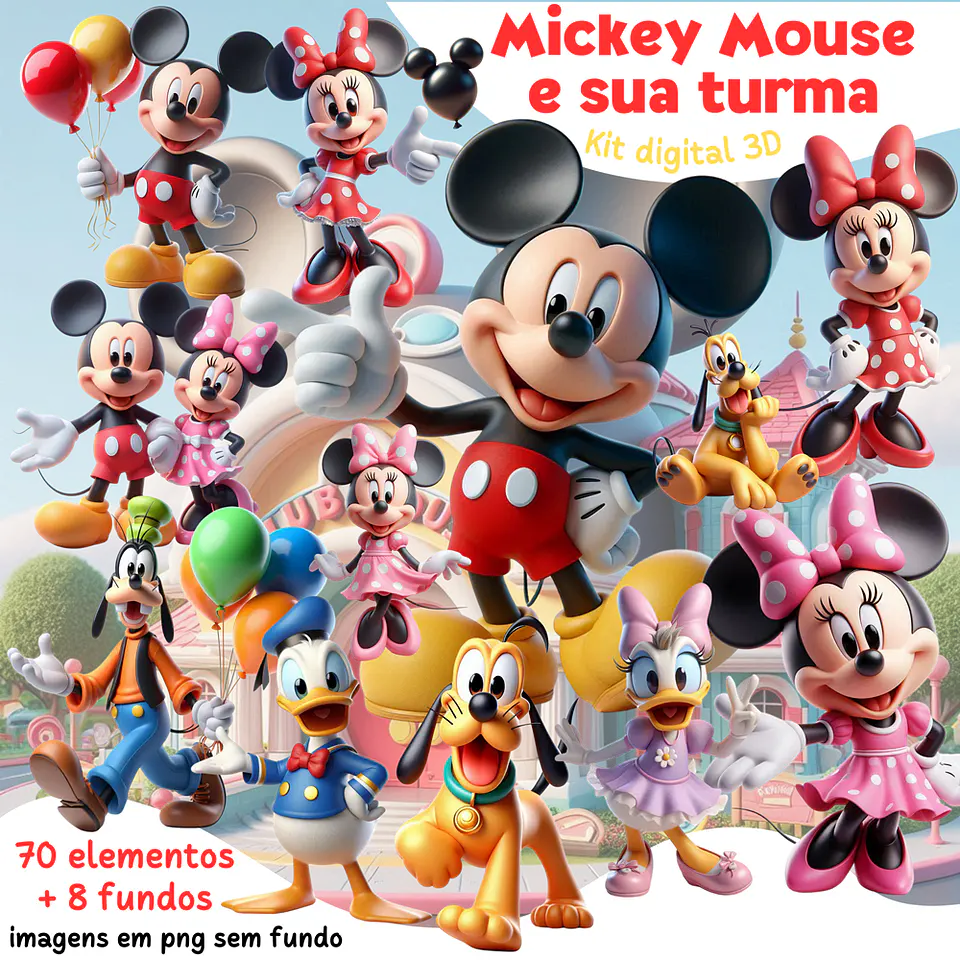 Kit Digital Mickey Mouse e sua turma Arquivos em Png 1