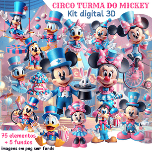 Kit Digital Circo turma do Mickey 3D Arquivos em Png