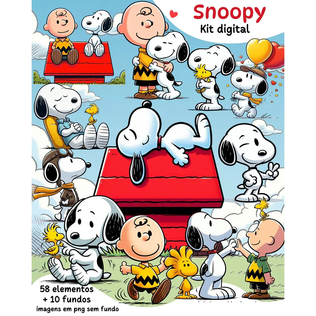 Kit Digital Snoopy Arquivos em Png 1