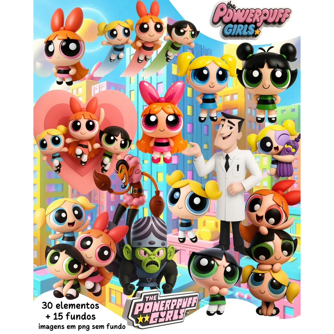 Kit Digital As Meninas Super Poderosas Arquivos em Png  1