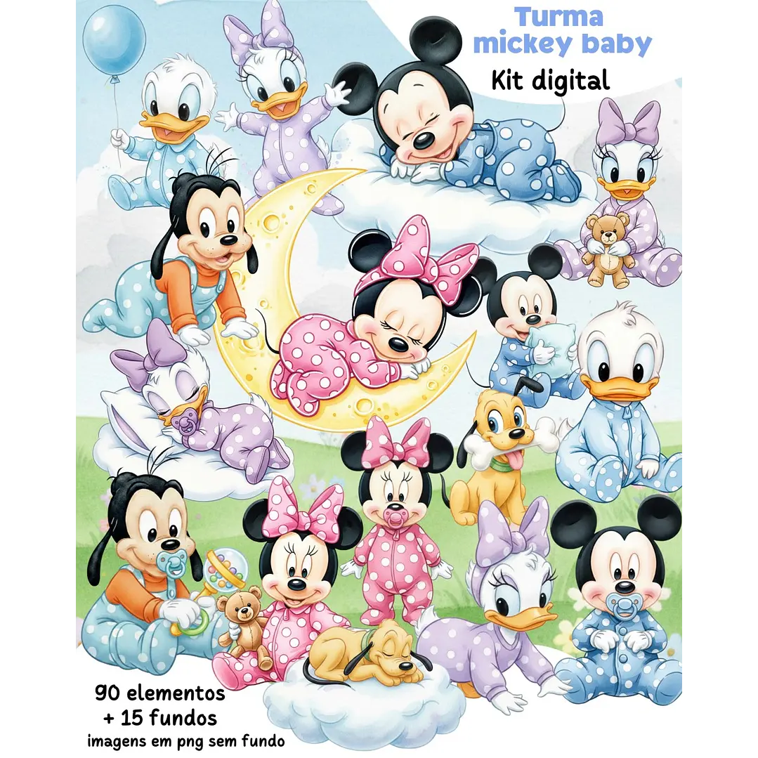 Kit Digital Turma do Mickey Baby Arquivos em Png 1