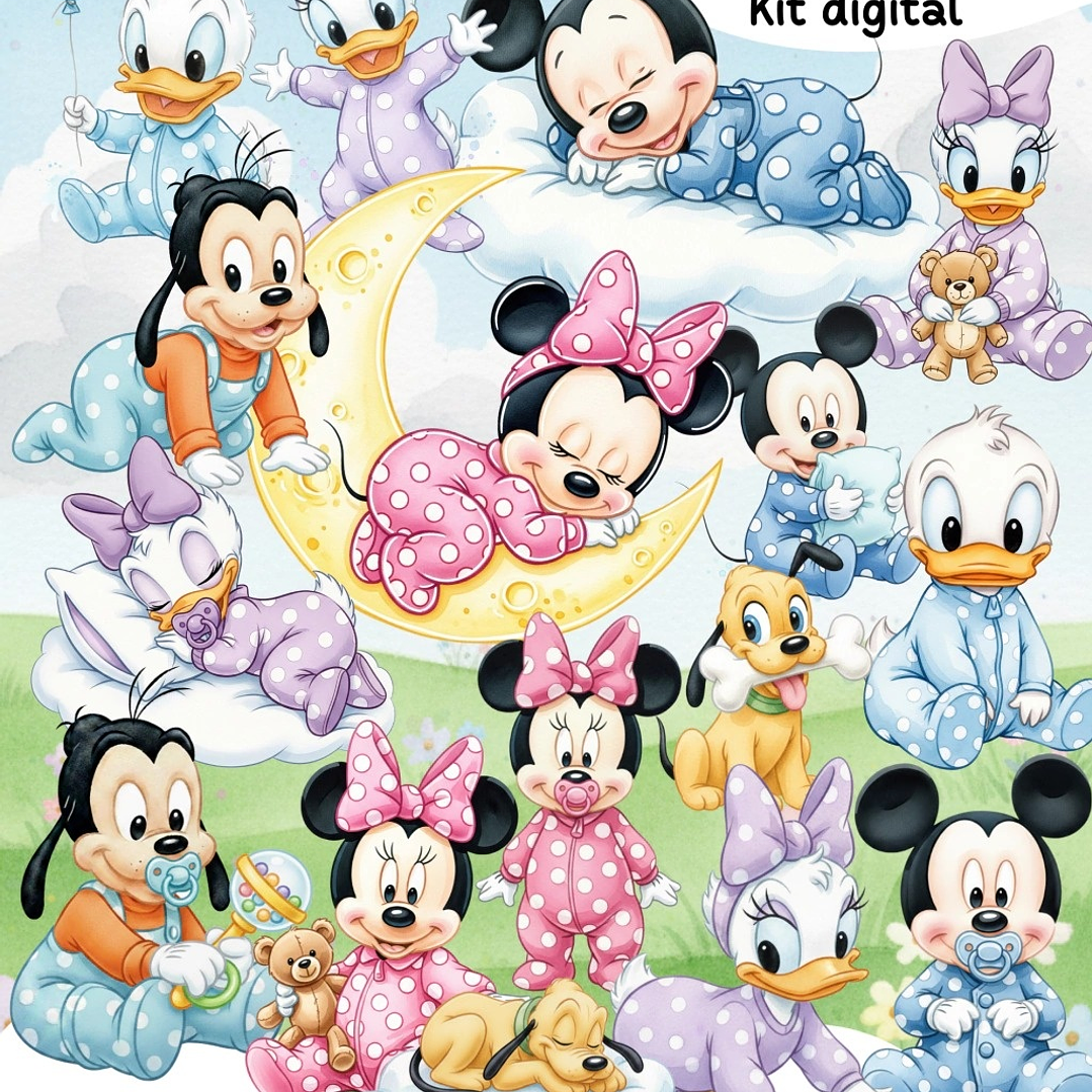 Kit Digital Turma do Mickey Baby Arquivos em Png 1