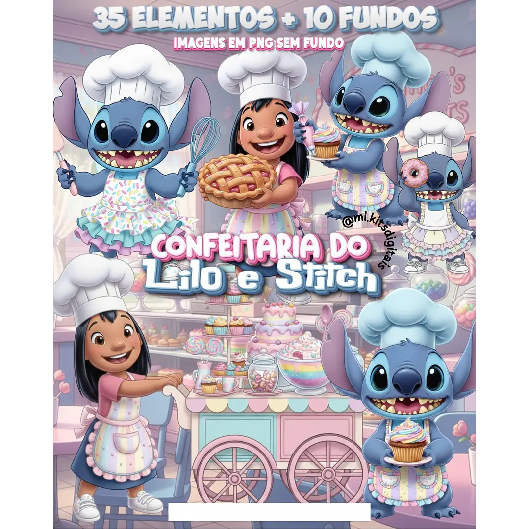 Kit Digital Lilo e Stitch Confeitaria Arquivos em Png 1