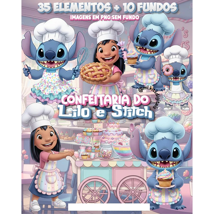 Kit Digital Lilo e Stitch Confeitaria Arquivos em Png 1
