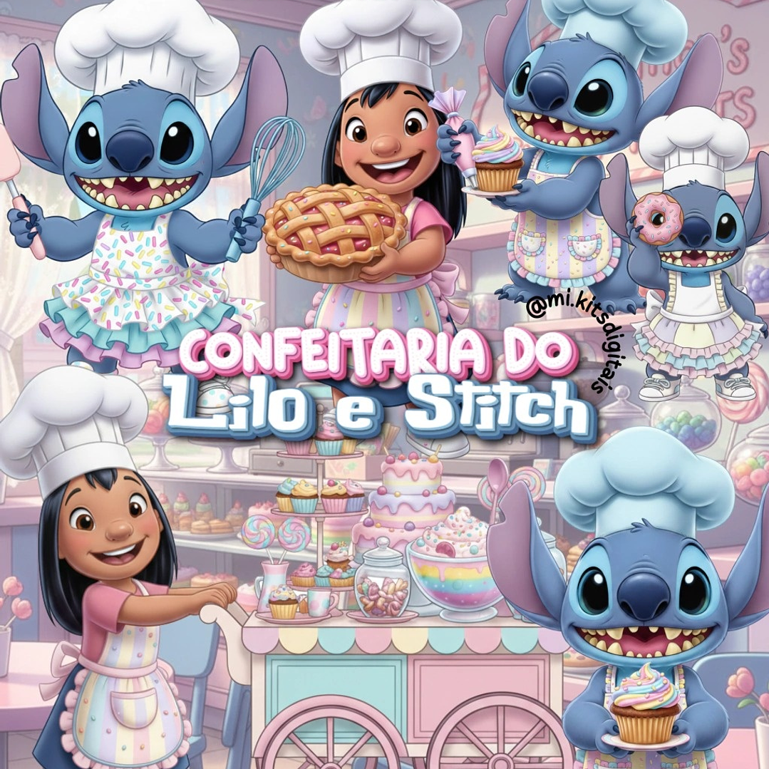 Kit Digital Lilo e Stitch Confeitaria Arquivos em Png 1