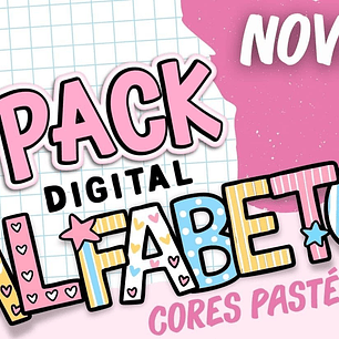 Kit Digital Alfabeto Meninas Cores Pasteis Arquivos em Png