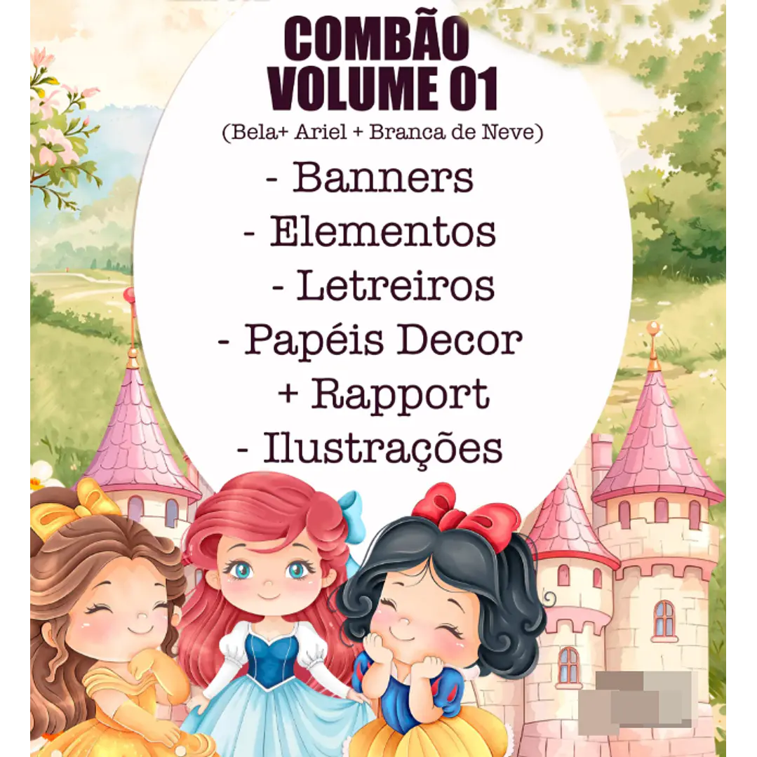 Kit Digital Princesas Era uma Vez Arquivos em Png 2