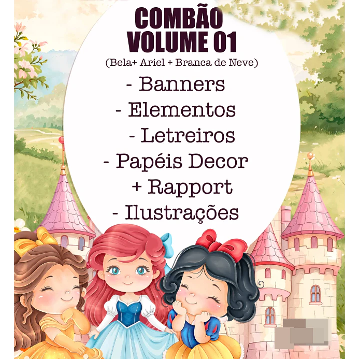 Kit Digital Princesas Era uma Vez Arquivos em Png 2