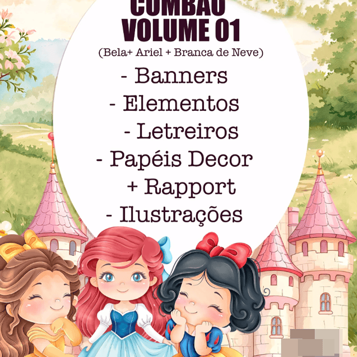 Kit Digital Princesas Era uma Vez Arquivos em Png 2