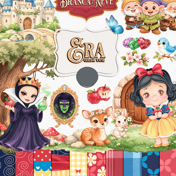 Kit Digital Princesas Era uma Vez Arquivos em Png 1