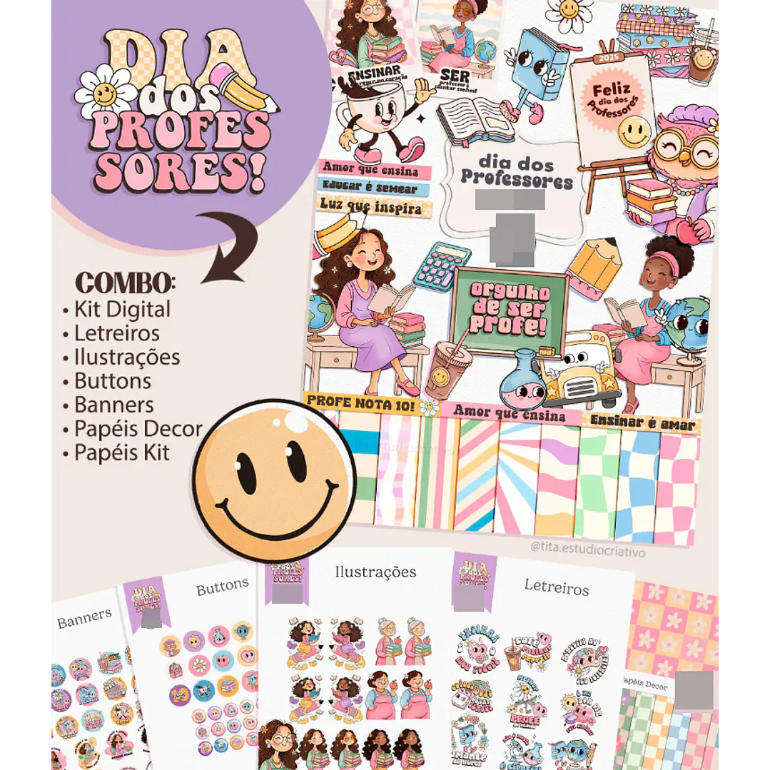 Kit Digital Dia dos Professores Arquivos em Png 1