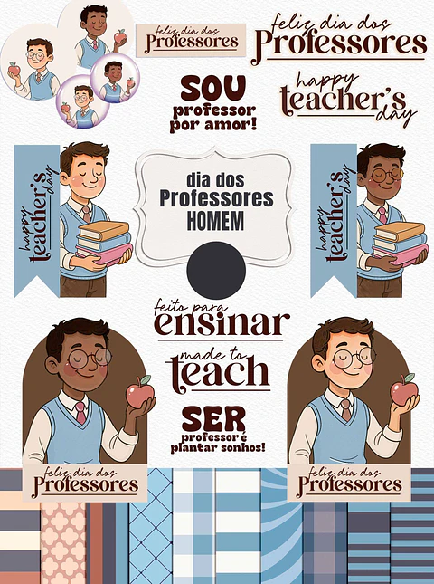 Kit Digital Dia dos Professores Homem Arquivos em Png