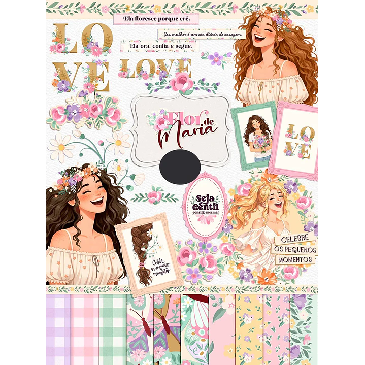 Kit Digital Combo Flor de Maria + Encadernação Arquivos em Png  5