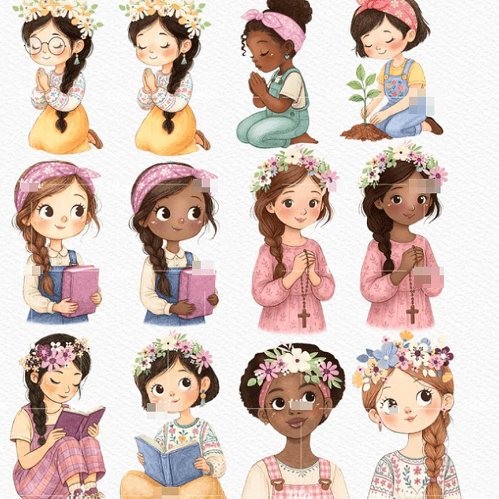 Kit Digital Tempo de Fé Aquarelado Arquivos em Png  5