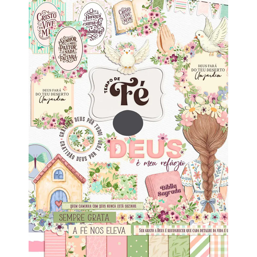 Kit Digital Tempo de Fé Aquarelado Arquivos em Png  1