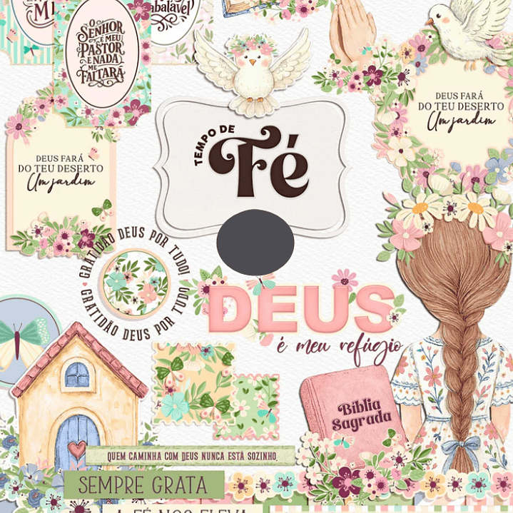 Kit Digital Tempo de Fé Aquarelado Arquivos em Png  1