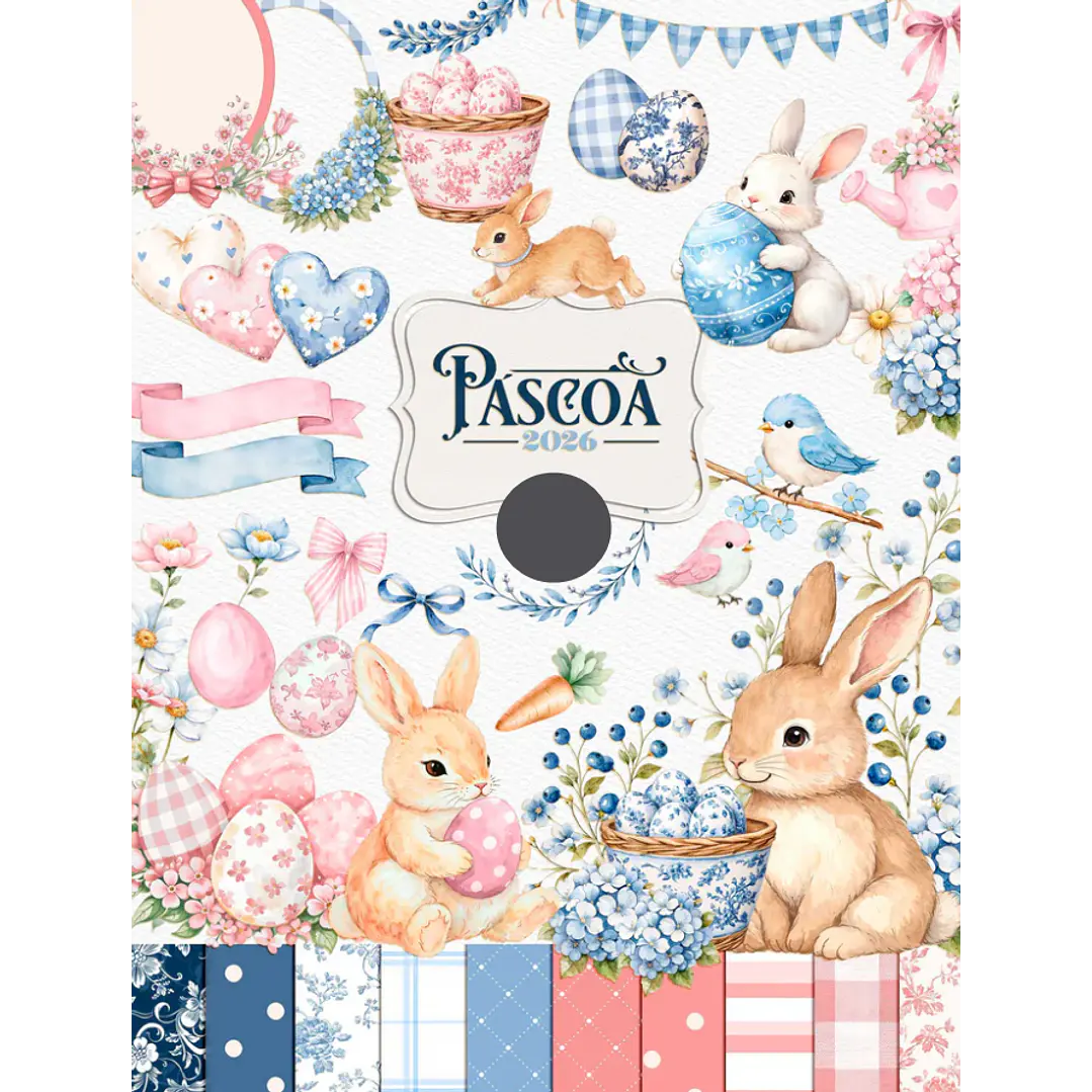 Kit Digital Mega combo Páscoa Cristã e Coelhinhos e Printables Aquarelado Arquivos em Png 2