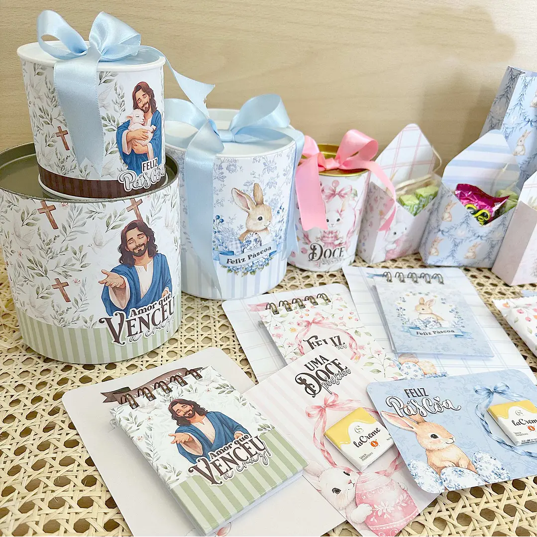 Kit Digital Mega combo Páscoa Cristã e Coelhinhos e Printables Aquarelado Arquivos em Png 7