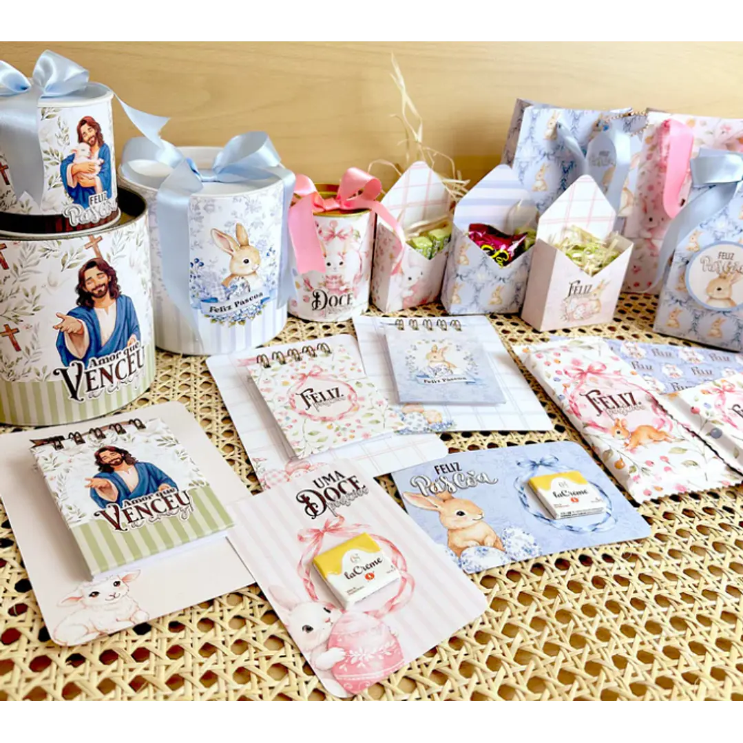 Kit Digital Mega combo Páscoa Cristã e Coelhinhos e Printables Aquarelado Arquivos em Png 9