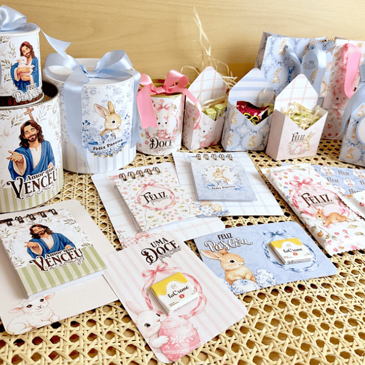 Kit Digital Mega combo Páscoa Cristã e Coelhinhos e Printables Aquarelado Arquivos em Png 9