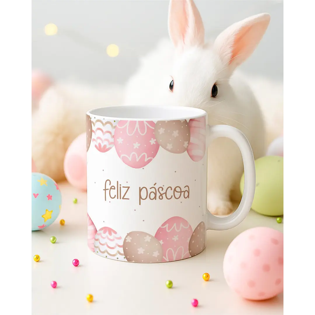 15 Artes para Canecas Páscoa Delicada Coelhos Arquivo Editável  2