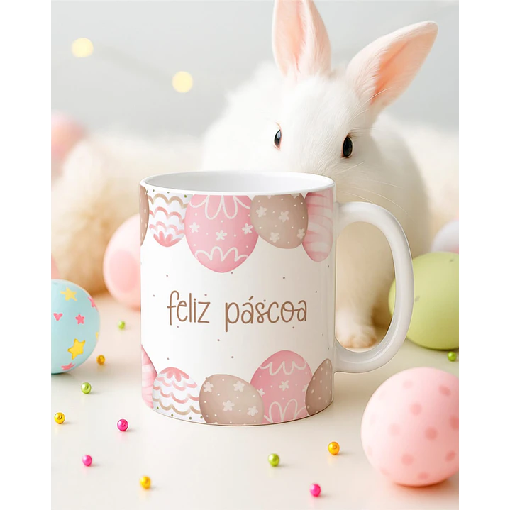 15 Artes para Canecas Páscoa Delicada Coelhos Arquivo Editável  2