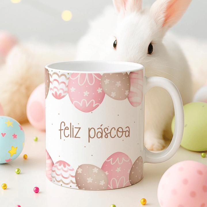 15 Artes para Canecas Páscoa Delicada Coelhos Arquivo Editável  2
