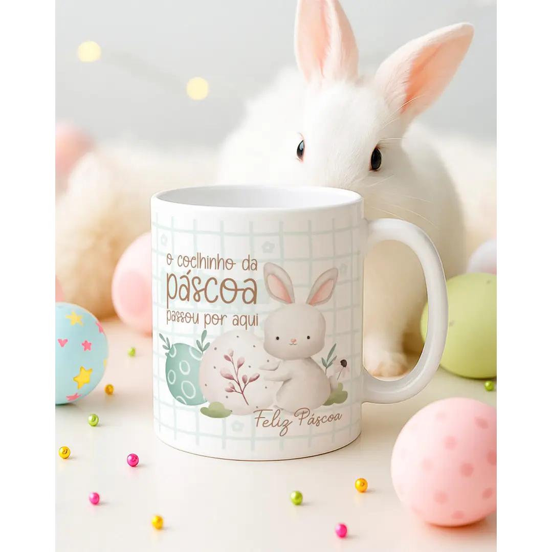 15 Artes para Canecas Páscoa Delicada Coelhos Arquivo Editável  3
